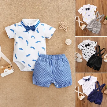 0-24 M Baju bayi erkek bebek giysileri set T-Shirt + Kısa Set giyim takım elbise