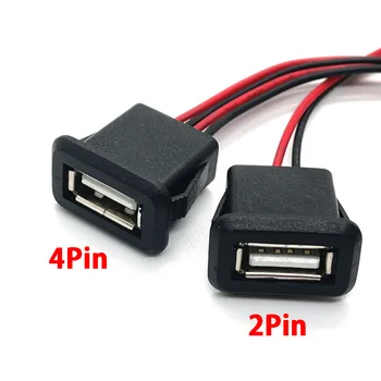 10 adet / grup 2pin 4pin USB 2.0 Dişi Güç Jakı USB2.0 şarj portu kablolu konnektör Elektrik Terminalleri USB şarj soketi