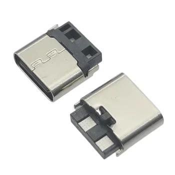 100 adet / grup mikro usb Tip C 2 Pin dişi konnektör Soket Jack Cep Telefonu USB-C şarj istasyonu 2 P