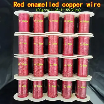 100g Kırmızı Mıknatıs Tel 0.16 0.2 0.35 0.8 0.9 mm QA-1-155 Emaye Bakır Tel Manyetik Bobin Sarma Elektrikli Makine endüktans