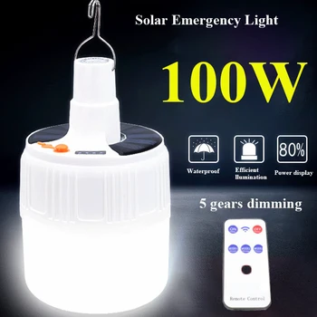 100W taşınabilir şarj edilebilir Led Güneş Lambası USB Şarj fener açık su geçirmez Işıklar ampuller çadır kamp ekipmanları malzemeleri