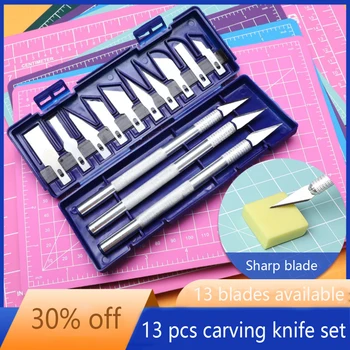 13 Adet Oyma Bıçağı seti Zanaat Heykel Kağıt Kesme Bıçağı Hassas Gravür Kesici Kaymaz El Aracı DIY Sanat Hobi Tamir