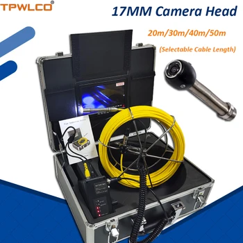 17mm kanalizasyon inceleme kamerası Video Kamera 20-50m Kablo 7 inç Monitör Boru Endoskop Cihazı Endüstriyel Drenaj Sistemi DVR Kaydedici İle