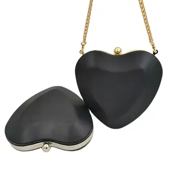 18*.5 * 18.5 cm Büyük Kalp Şeklinde Altın Kutu Akşam Yemeği Parti Çantası el çantası Çanta Menteşe Donanım Klip Metal Kutu Manşonlar Çanta Çerçeve