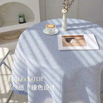 180 cm fransız masa örtüsü ambiyans pamuk keten masa örtüsü çay masası yuvarlak masa örtüsü ışık lüks basit tarzı masa örtüsü