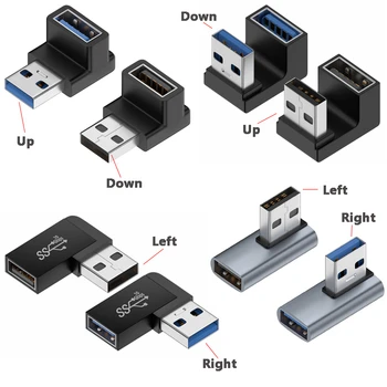 180 Derece Açılı 90 Derece Sol Sağ Açılı USB 3.0 A Erkek dişi adaptör Konnektör Dizüstü PC için
