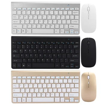  2.4 G kablosuz klavye + Fare Seti Ultra İnce Dilsiz Mini Ev Ofis Bilgisayar Aksesuarları Fare Klavye Seti