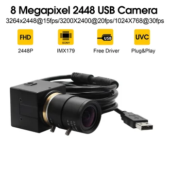 2.8-12mm değişken odaklı CS lens 8MP Kamerası usb IMX179 metal kutu endüstriyel usb kamera PC, ATM, Robot Kiosk