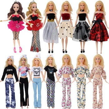 2 Adet/grup El Yapımı Moda Elbise Rahat Üst ve Pantolon Kazak Şapka barbie bebek 30cm Kawaii Aksesuarları Dollhouse