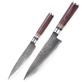2 adet Şam Mutfak şef bıçağı s vg10 67 katmanlar Çelik Japon Şam şef bıçağı Seti