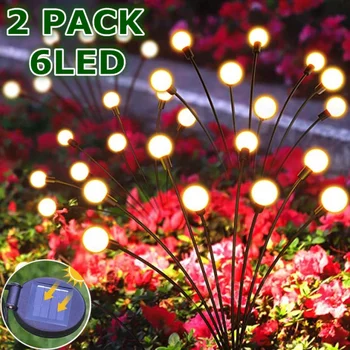 2 Paket güneş Led ışık açık güneş peyzaj ışıkları su geçirmez havai fişek Firefly çim güneş bahçe ışıkları noel süslemeleri