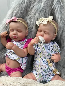 20 inç Reborn LouLou İkizler Tam Vücut Vinil Yıkanabilir Yenidoğan Reborn Uyku Esnek 3D Cilt Tonu Görünür Damarlar Bebek