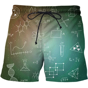 2022 Komik kısa pantolon Matematik Formülü 3D Baskı erkek Casual Streetwear Kurulu Şort Moda Spor plaj şortu