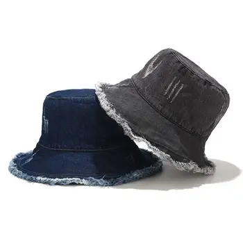 2022 Yeni Unisex Katı Denim Retro Kova Şapka Balıkçı Şapka Açık Seyahat Şapka Kadın Panamas güneşlikli kep Şapkalar Kız ve Kadınlar için