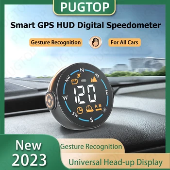 2023 Akıllı GPS HUD Göstergesi Hız Göstergesi Akıllı Jest Tanıma Saat İrtifa Ortam Işığı Head Up Display Tüm Arabalar için