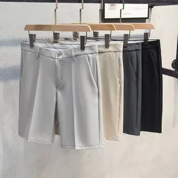 2023 Kore Tarzı Yaz Düz Takım Elbise Şort Erkek Giyim Slim Fit İş resmi giysi Nefes Şort Homme C36