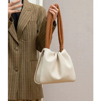 2023 Marka Moda Kadın Çantası Yeni Büyük Kapasiteli Kontrast Kova Çanta Pilili Koltukaltı omuz askılı postacı çantaları Kadınlar için