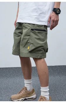 2023 Yaz Japon Streetwear Moda Büyük Cep Kargo Şort Harajuku Gevşek rahat pantolon Erkek Giyim basketbol şortu
