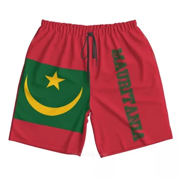 2023 Yaz Polyester MORİTANYA Ülke Bayrağı 3D Baskılı erkek Kurulu Şort Plaj Cep Koşu yazlık pantolonlar