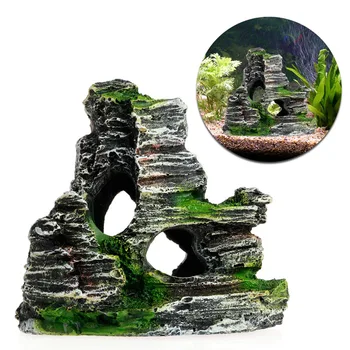 21 Tipi Dağ Manzaralı Akvaryum Mercan Peyzaj Dekorasyon Reçine Döşeli Gizleme Evi Mağara Balık Tankı Süs Yosun Dropship