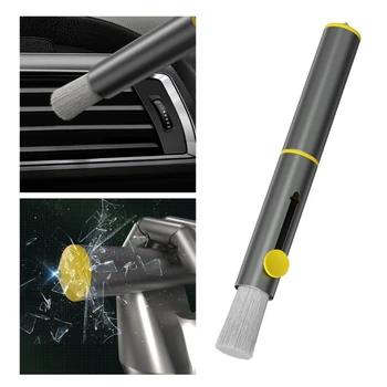 3 in 1 Araba Temizleme Fırçası Çok amaçlı Araçları Lastik Taş Temizleme Hava Çıkış Toz Sökücü Acil Pencere Kırma Aracı