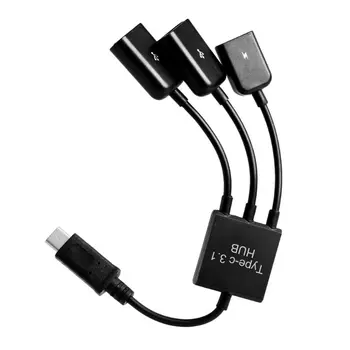 3 in 1 USB 3.1 Tip-C mikro USB 2.0 güç şarj ana OTG Hub kablo adaptörü
