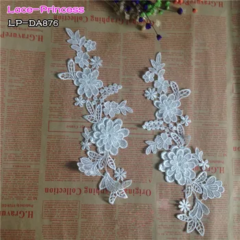 3 pairs 26X7 CM beyaz polyester DIY 3D hollow Dans kostümleri dantel yamalar çiçekler Aplike Konfeksiyon aksesuarları DA876