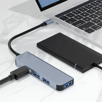 4 İn 1 Tip C USB Hub 3.0 Genişleme Dock İstasyonu Splitter Sürücü gerektirmeyen Adaptörü MacBook Xiaomi Bilgisayar Aksesuarları