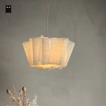 40/60cm El Yapımı Kumaş Yuvarlak Çiçek Gölge Kolye aydınlatma armatürü Art Deco Japon İskandinav tavanda asılı Lamba Fuaye Yatak Odası E27