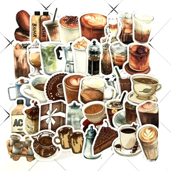 40 adet/paket Vintage Kahve Çekirdekleri Kahve Dükkanı Çıkartmalar Seti Scrapbooking Çıkartmaları Günlüğü Planlayıcısı DIY El Sanatları Scrapbooking Günlüğü