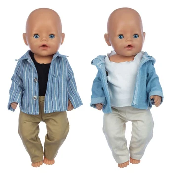 43 cm oyuncak bebek giysileri 17 inç doğan bebek bebek eğlence üç parçalı takım elbise