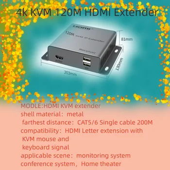 4K KVM 120M RJ45 HDMI uyumlu genişletici HDMI Ağ Genişletici CAT5e CAT6 LAN Extensor PS4 apple PC dizüstü HDTV