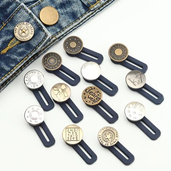 5 ADET Bronz Metal Sihirli Düğme Genişletici Pantolon Kot Ücretsiz Dikiş Ayarlanabilir Geri Çekilebilir Bel Düğmesi Kemer Genişletici