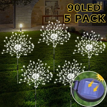5 Paket 90LEDs Güneş LED Havai Fişek Peri ışıkları bahçe dekoru Çim Yolu ışıkları Patio Yard için Yeni Yıl yılbaşı dekoru