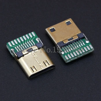 50 ADET Mini HDMI USB Konektörü 19 Pins SMT Altın Bakır Kabuk PCB Monte Erkek HDMI
