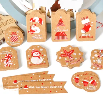 50 Adet / takım Noel Etiketleri Dekor Kartı Etiketleri Asmak Noel Ağacı Kardan Adam Küçük İş Ambalaj Malzemeleri DIY Hediyeler Ambalaj İsim Kartı