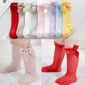 9 Renkli İlkbahar Yaz Bebek Çorap Büyük Kelebek Net Göz Tüp Çorap Diz Boyu Gevşek Ağız Çocuk Kız Çorap