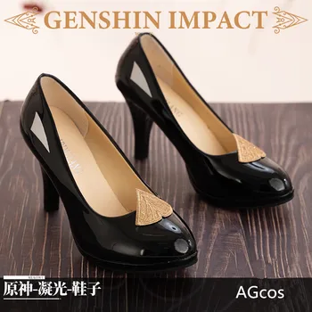 AGCOS Ön Satış!! Genshin Darbe Ning Guang Cosplay Ayakkabı Kadın Seksi Yüksek Topuklu Ayakkabılar