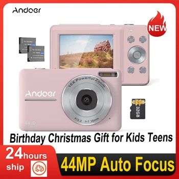 Andoer 1080P dijital kamera Video Kamera 44MP Otomatik Odaklama 16X Dijital Zoom Anti-shake noel hediyesi Çocuklar Gençler için