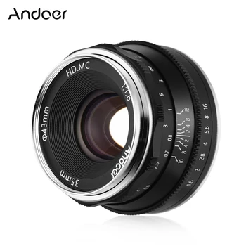 Andoer 35mm F1. 6 Kamera Lens Manuel Odaklama Lens Büyük Diyafram Lens Sony A6600 A6100 A6400 A6500 A6300 A6000 5100 A77II