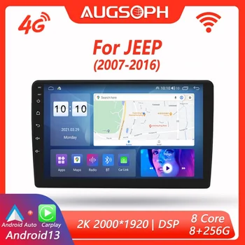 Android 13 Araba Radyo Jeep 2007-2016 için, 10 inç 2K Multimedya Oynatıcı ile 4G Araba Carplay ve 2Din GPS Navigasyon.