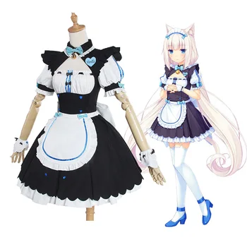 Anime Nekopara Çikolata Vanilya Cosplay Kostüm Hizmetçi Elbise Lolita Sevimli Kedi Neko Kızlar Kadınlar Kostüm Cadılar Bayramı Gösterisi Etek Seti