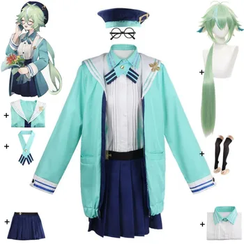 Anime Oyunu Genshin Darbe Sakaroz Sakaroz Cosplay Kostüm Peruk Ceket Etek Cadılar Bayramı Mondstadt Okul Jk Üniforma Takım Elbise