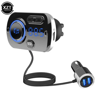 Araba Bluetooth çalar FM verici Hands-Free araç ses kiti QC3. 0 USB araç hızlı şarj ortam ışığı Led ekran