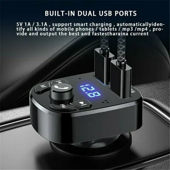 Araba MP3 Çalar kablosuz Bluetooth FM çift USB Hızlı Şarj Bluetooth Uyumlu 5.0 FM Verici Araba Bluetooth Eller serbest