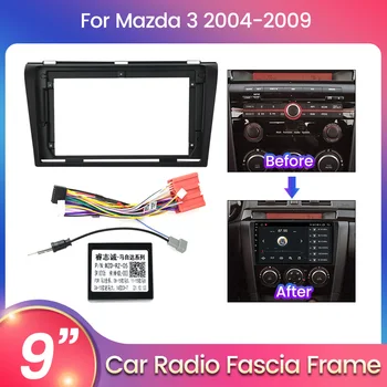 Araba Radyo Fasya 2din Çerçeve Mazda3 Mazda 3 BL 2009-2013 BK 2003-2009 Kiti Adaptörü Stereo Paneli Dash DVD Oynatıcı Çerçeve Kablo