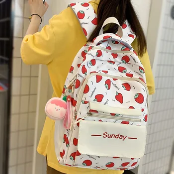 Bayan Kawaii Baskı Moda Kız Su Geçirmez Kitap Çantaları Kadın Seyahat okul çantası Kadın Sevimli naylon dizüstü Koleji Sırt Çantası Öğrenci