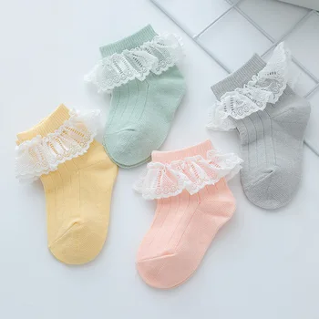 Bebek Dantel Çorap Moda Yenidoğan Toddlers Kızlar Ruffled Çorap Fırfırlı Pamuk Ayak Bileği Çorap Dantel Dekorasyon 0-2Y