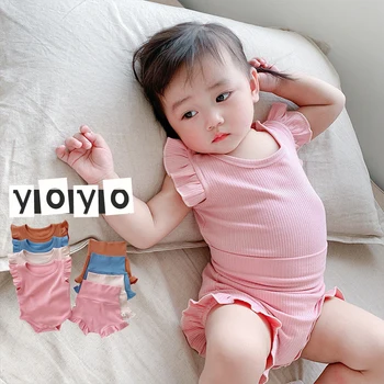 Bebek Kız 2023 Yeni Giyim Seti Yumuşak Nervürlü Pamuk Bosyuit Şort giyim seti Sevimli Yürümeye Başlayan Moda Rahat Tulum Olgunlaşanlar