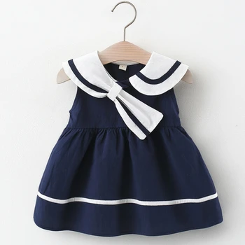 Bebek Kız Baskı Yelek Elbise 2023 Kızların yaz elbisesi Kolsuz Kolej Prenses Etek Yabancı Stil Yeni Saf Pamuklu Elbise